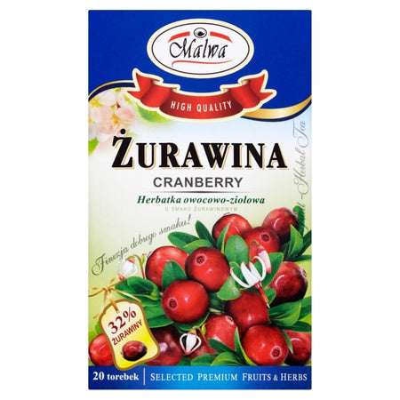 Malwa Żurawina Herbatka owocowo-ziołowa 40 g (20 torebek)