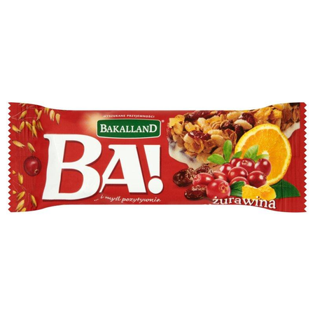Baton Ba! Zbożowy Żurawina Pomarańcza Bakalland 40G