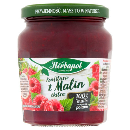 Herbapol Konfitura extra z malin o obniżonej zawartości cukru 240 g